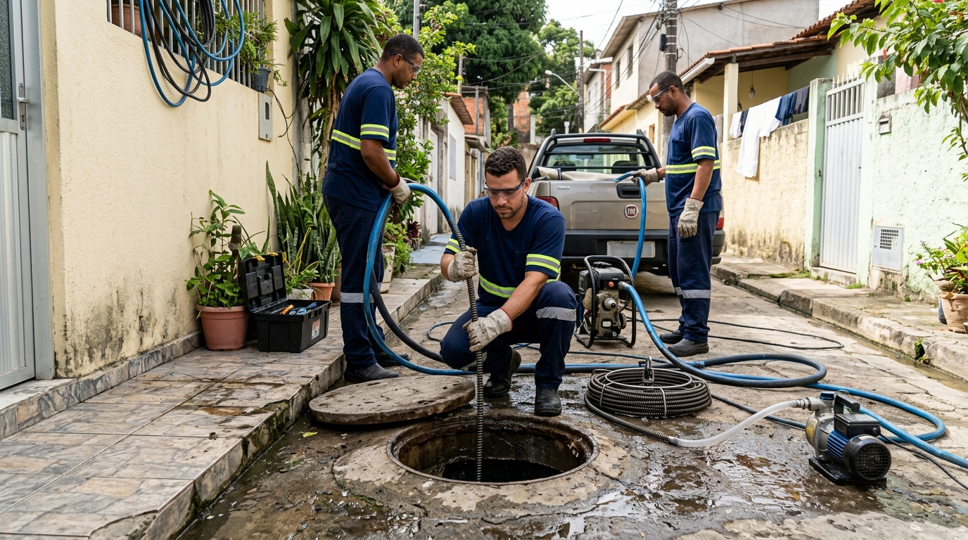 Desentupimento de esgoto com hidrojateamento em Santo André-SP