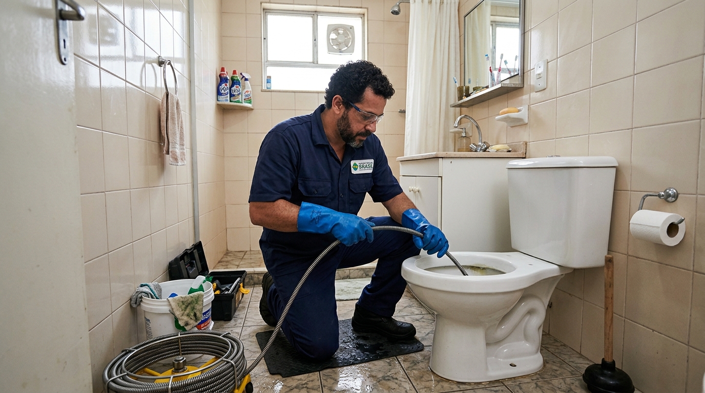 Desentupimento de vaso com equipamento em Santo André-SP