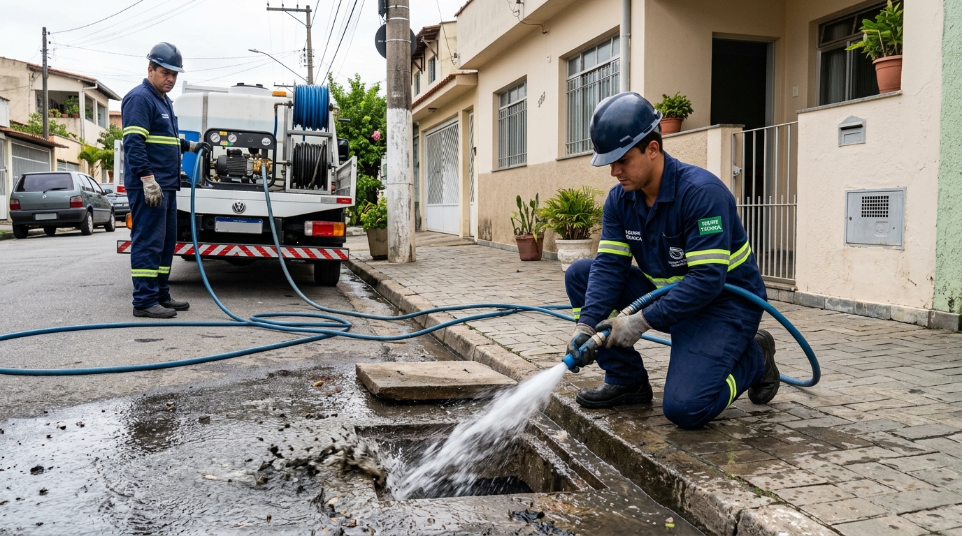 Hidrojateamento de redes hidráulicas em Santo André-SP